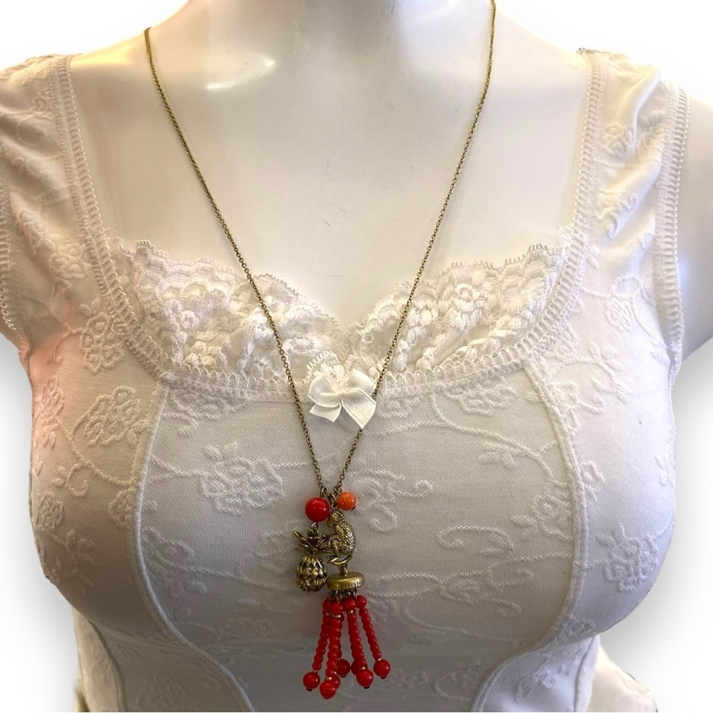 Ann Taylor Monkey Charm Tassel Necklace - Picture 3 of 4